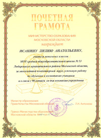 2010 год грамота МО Московской области